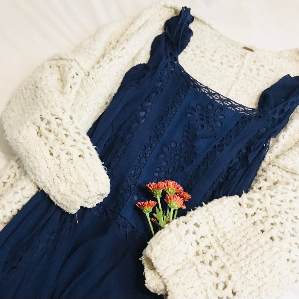 FP Blue Crochet Dress
